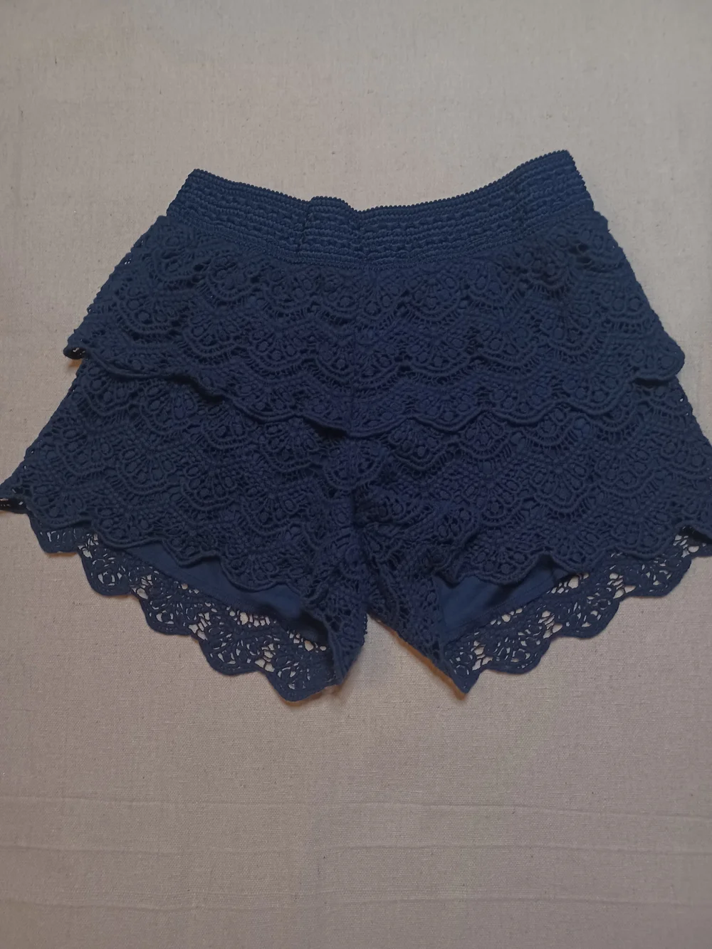 Justice Navy Crochet Layered Lace Shorts Girls Size 14/16